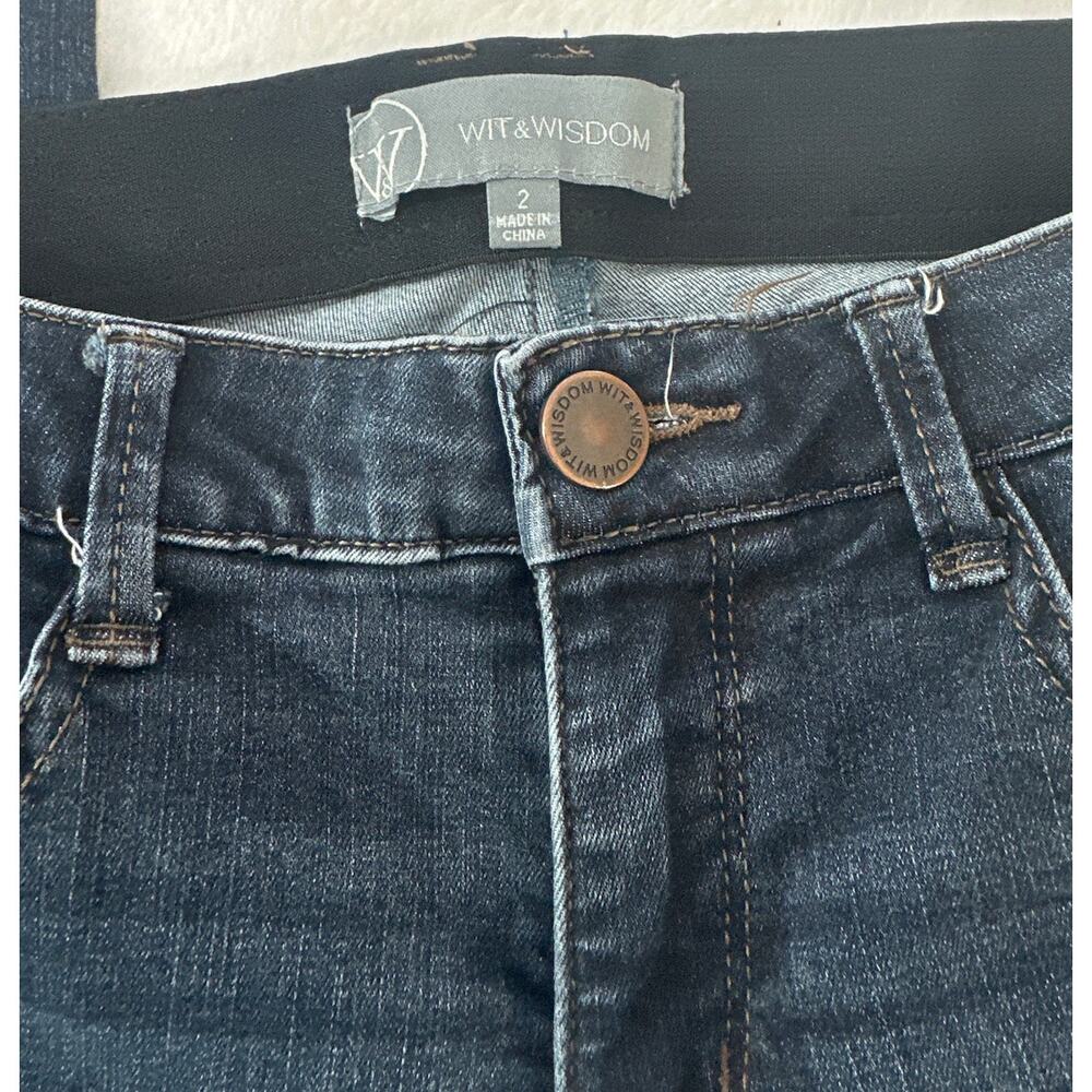 WIT & WISDOM Medium Wash Denim Raw Hem Skinny Jean Size 2 - Picture 2 of 4